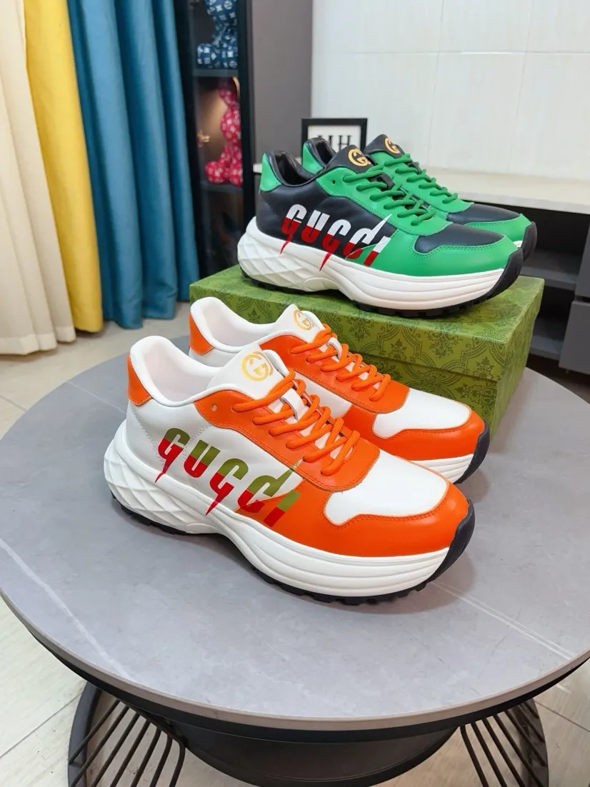 Men's shoes 💰520🌹🌹【GUCCI】pop-up casual sneakers with daddy outsole, breathable and comfortable, easy to walk, a versatile style for trendy men, upper with cowhide edge and outsole with 3D upper printing➕genuine leather lining➕Gucci's popular original outsole, sports and running style, super comfortable. Code number 38-44